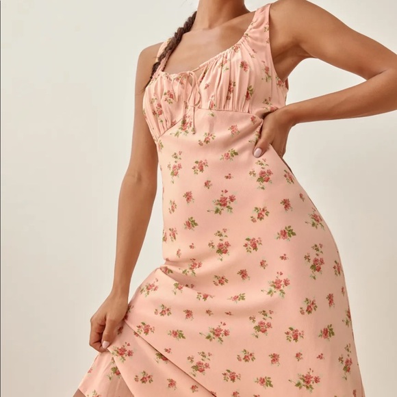 Reformation Pink Floral Midi Dress - Picture 2 of 11